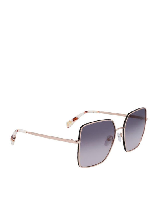 Liu Jo Women's Sunglasses with Rose Gold Metal Frame and Gray Gradient Lens