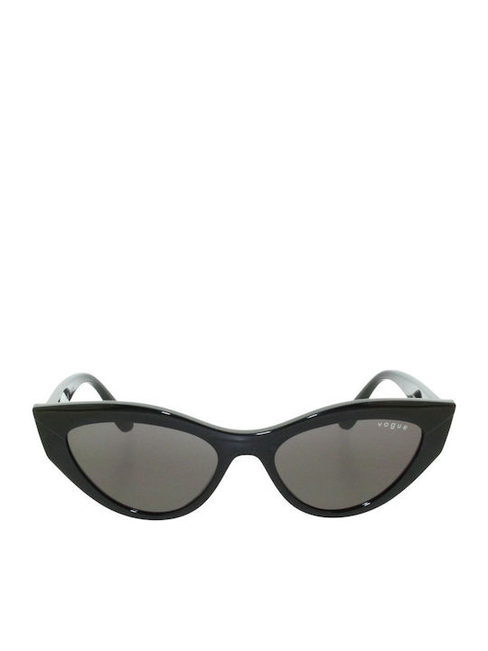 Vogue Women Sunglasses With Black Horn-Rimmed Frame And Grey Lens