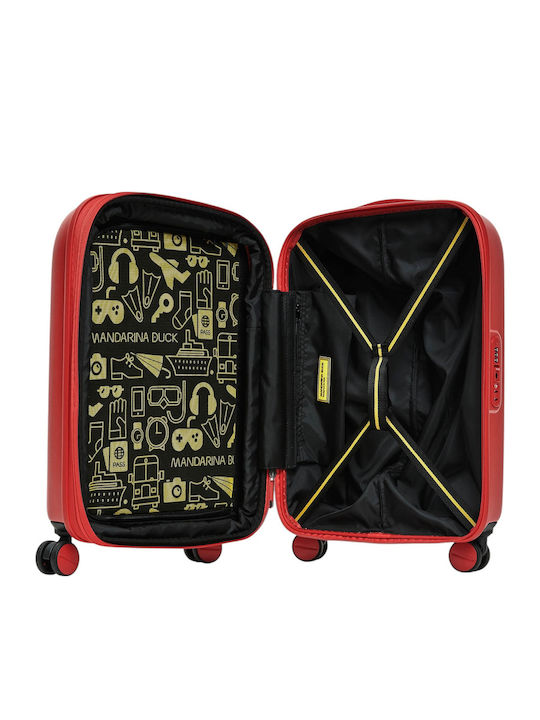 Mandarina Duck Logoduck+ Βαλίτσα Ταξιδίου Καμπίνας Σκληρή Κόκκινο με 4 Ρόδες Ύψους 55εκ.