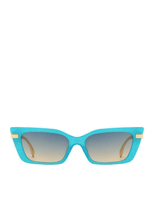 SeeVision Damen Sonnenbrille mit Blau Kunststoff Gestell und Türkis Verlaufsfarbe Linse 50131-BLUE