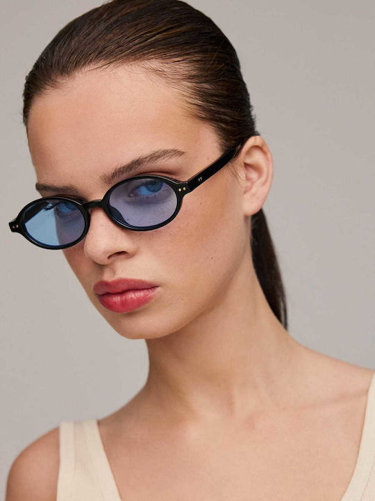 AV Sunglasses Odie Unisex Sunglasses with Black Plastic Frame and Light Blue Lens 119-ODIE Black/Blue