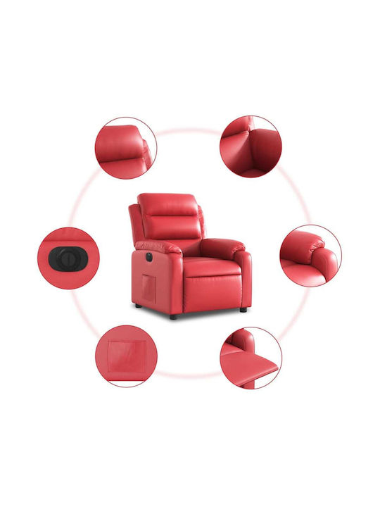Relaxsessel mit Fußhocker aus Kunstleder Red 75x92.5x100cm