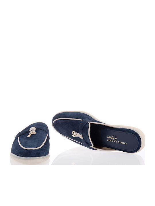 Suede Mules με Τακούνι σε Μπλε Χρώμα