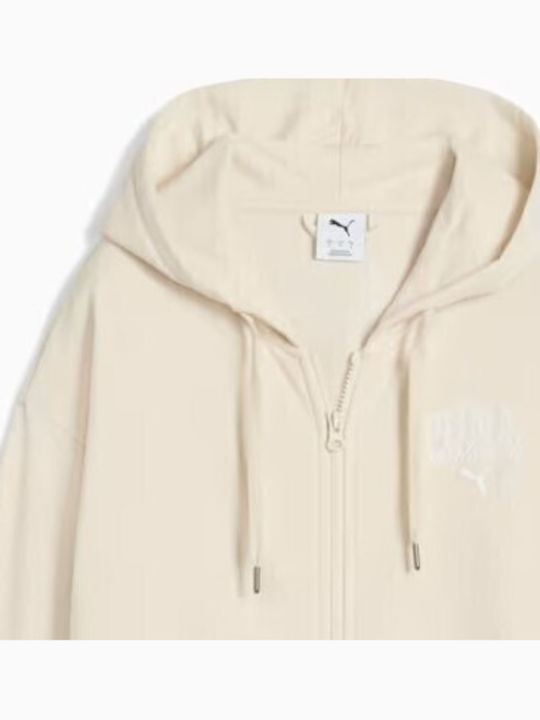 Damen Sweatshirtjacke Kapuzen Ecru