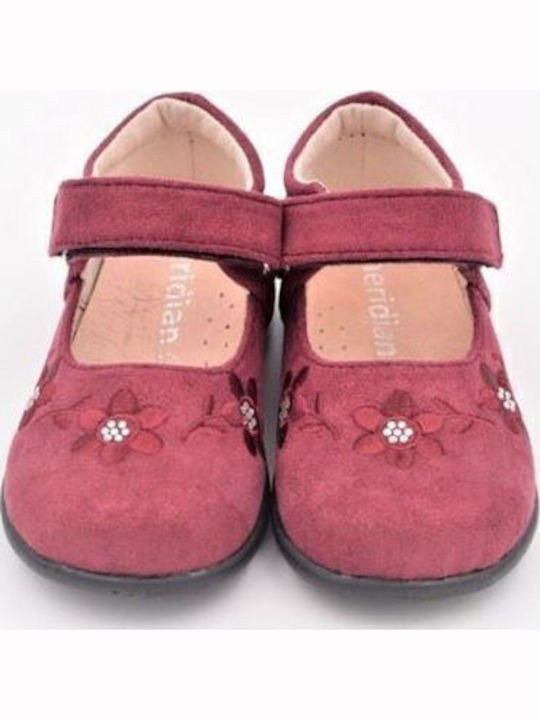 Balerini copii Anatomic cu închidere Hoop & Loop de Piele Burgundy