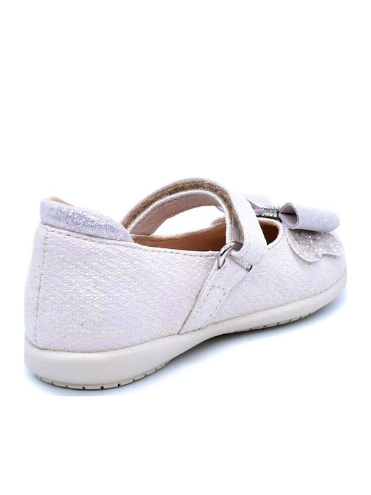 Kids Anatomic Leather Ballerinas with Hoop & Loop Closure White