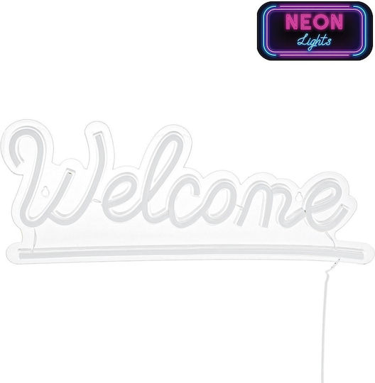 Neon Led Lamp Welcome Model Pink Blue Color Size 41x16 Cm Usb Powered
