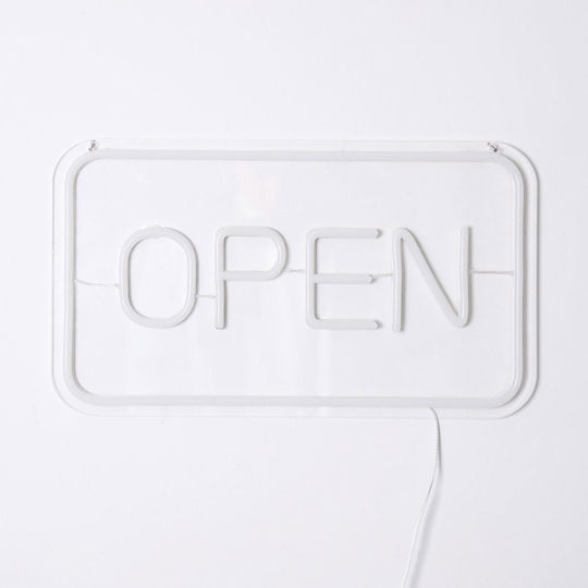 LED-Neonschild Modell Open Weiß Abmessungen 41x23,5cm USB-betrieben
