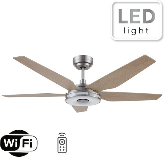 Telemax CES565SL Ανεμιστήρας Οροφής 56cm με Φως Καφέ / Ασημί