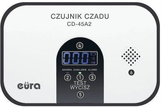 Eura Cd-45a2 Свободностоящ батериен детектор за въглероден оксид с LCD дисплей