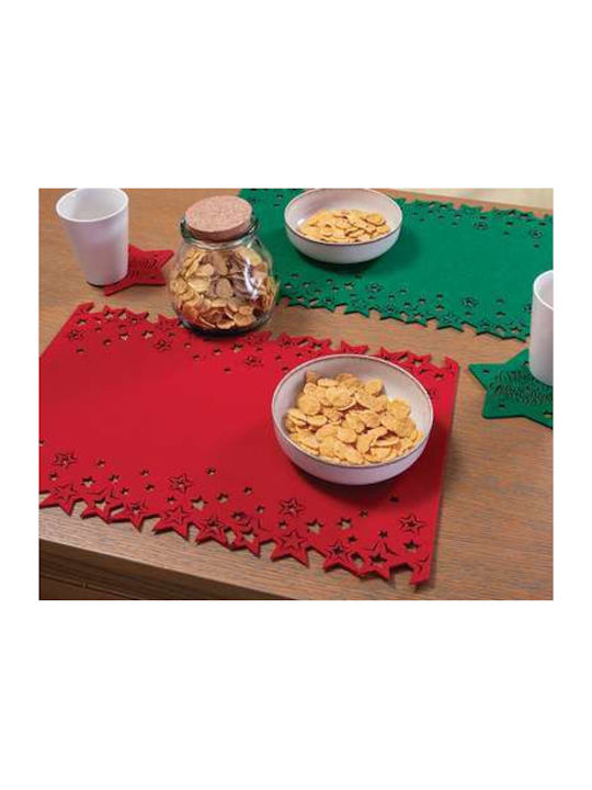 Nef-Nef Homeware Snow Set Weihnachtliche Untersetzer Grün L38xB38xD38cm. 4Stück
