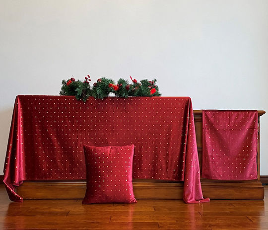 Liolios Home Weihnachtlich Tischtuch Stoff Rot L260xB160cm.