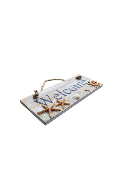 Handmade Beige Wooden Sign 24x10cm