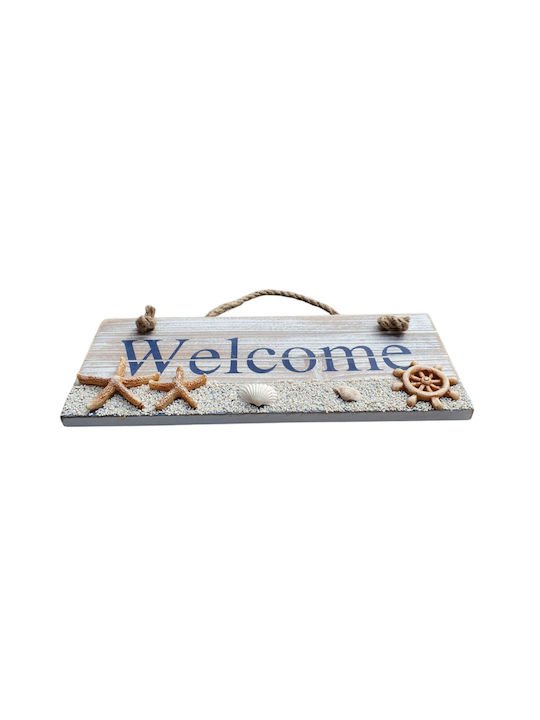 Handmade Beige Wooden Sign 24x10cm