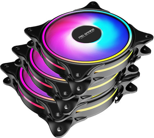 ProGaming PRG4FANS Ventilator Pentru Carcasă 120mm (1800rpm / 62cfm) cu Iluminare ARGB și Conexiune 4-Pin PWM 4 Bucăți