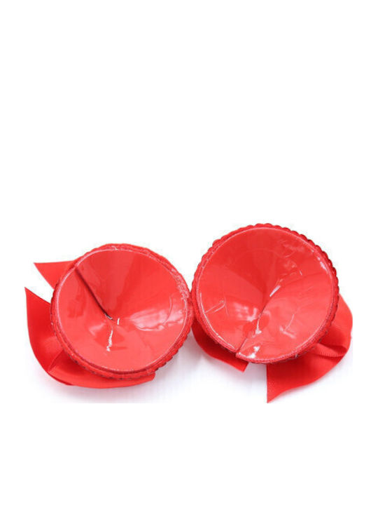 Naughty Toys Bowknots Sequin Round Nipple Covers Κόκκινα