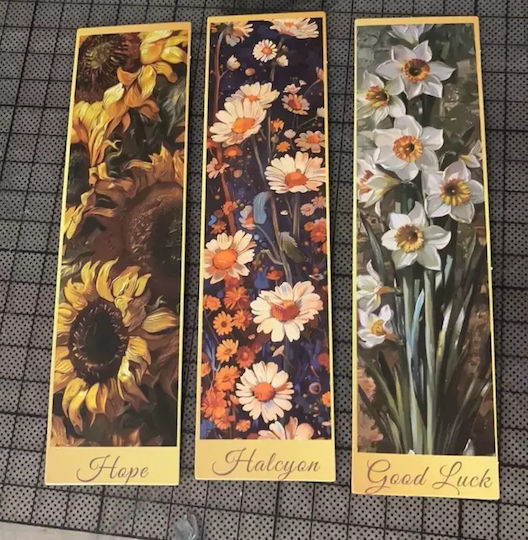 Set 30 Semne de Carte din Carton pentru Iubitorii de Cărți Design Pictură Florală Aurie 15 X