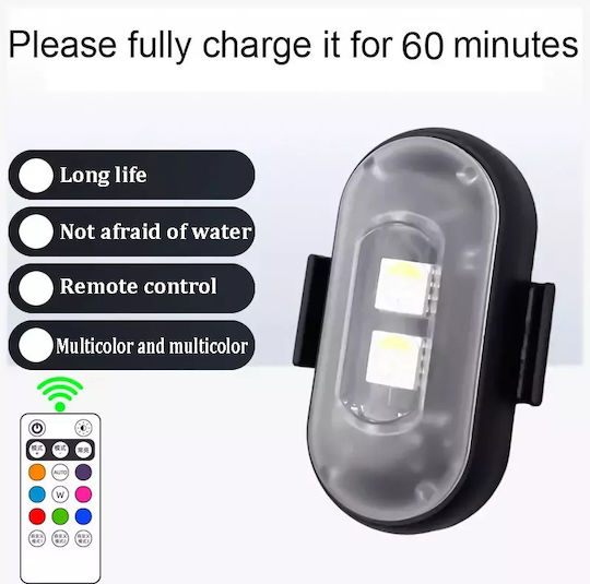 LED Rechargeable Strobe Lights Remote Control RGBW Drones Boats Motorcycles Cars 8pcs TC-202