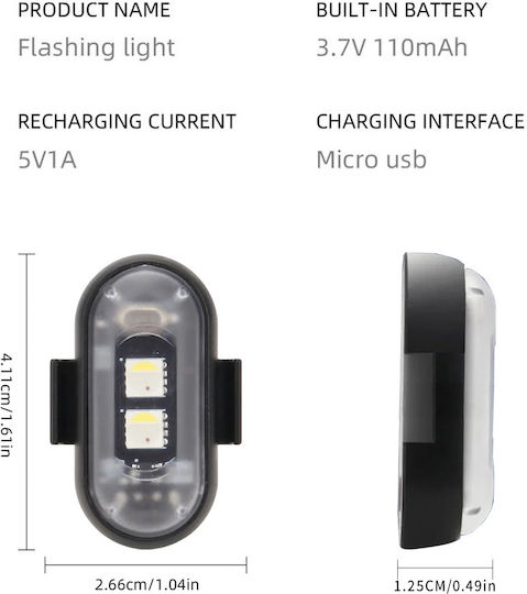 LED Rechargeable Strobe Lights Remote Control RGBW Drones Boats Motorcycles Cars 8pcs TC-202