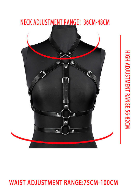 Provocative Chest Harness Accessory Erotic Punk-style Bra Sexy Made Faux Leather Rings