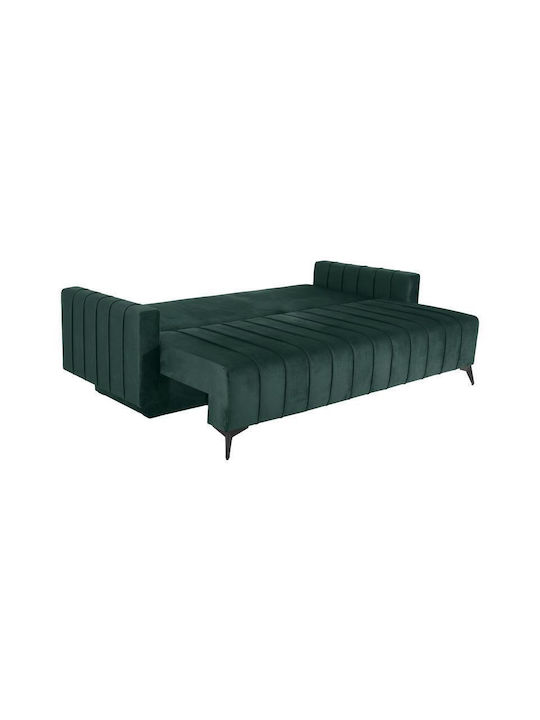 Comfort Four Seater Couch Bed with Storage Space Green 235x104x80 cm