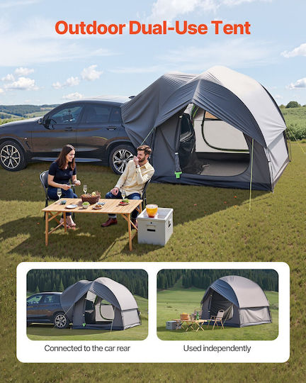 Vevor Car Camping Tent Grey With Double Cloth 3 Seasons 240x240x215cm