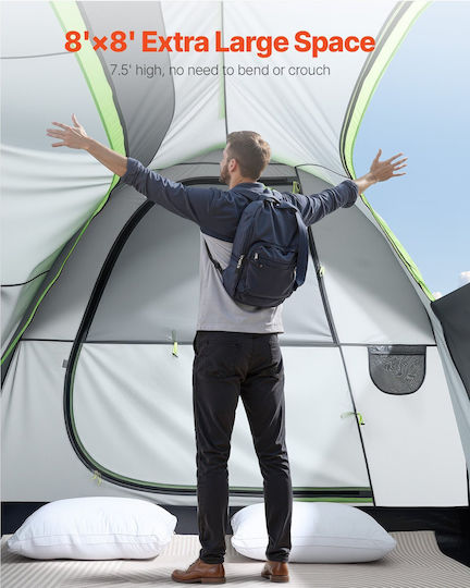 Vevor Car Camping Tent Grey With Double Cloth 3 Seasons 240x240x215cm