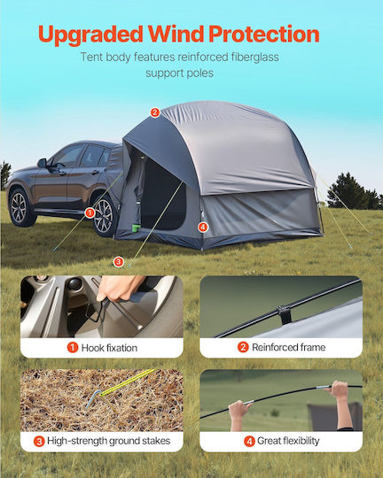 Vevor Car Camping Tent Grey With Double Cloth 3 Seasons 240x240x215cm