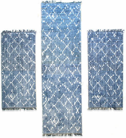 Royal Carpet Modern Bedroom Rugs Set Blue Cream E103534 3pcs