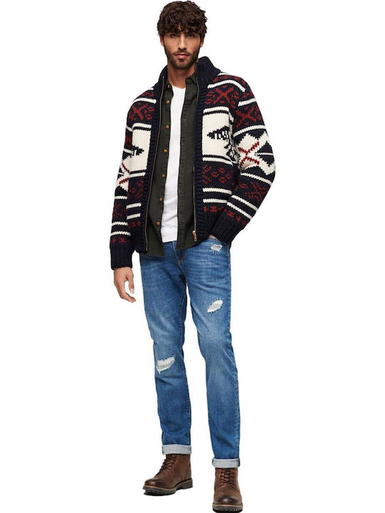 Men's Knitted Cardigan Navy Multi