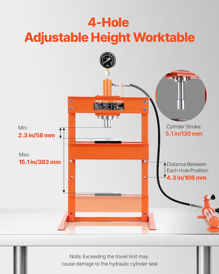 Vevor 10 T Hydraulic Shop Press Hydraulic Press Press Plate Bending