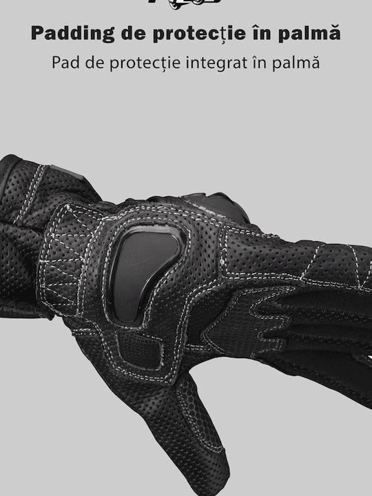 Winter Herren Motorradhandschuhe Leder Schwarz