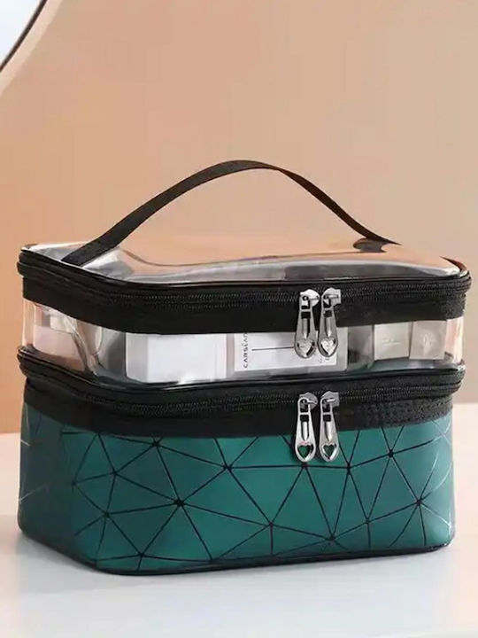 Cosmetic Perfume Organizer Bag Tecos Handle Ideal Travel Checked Luggage Jade Green 2 Compartments