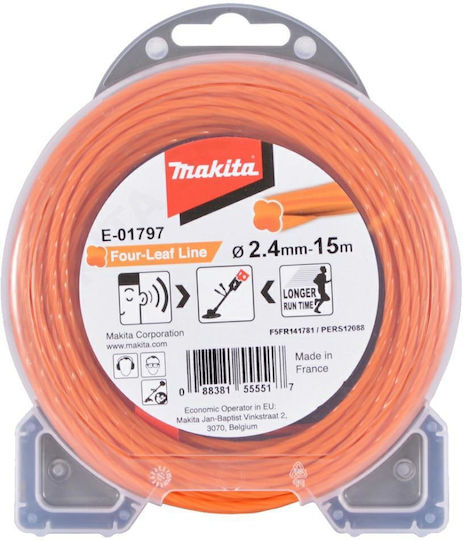 Makita E-01797 Round Brush Cutter Trimmer Line Length 15m and Thickness 2.4mm