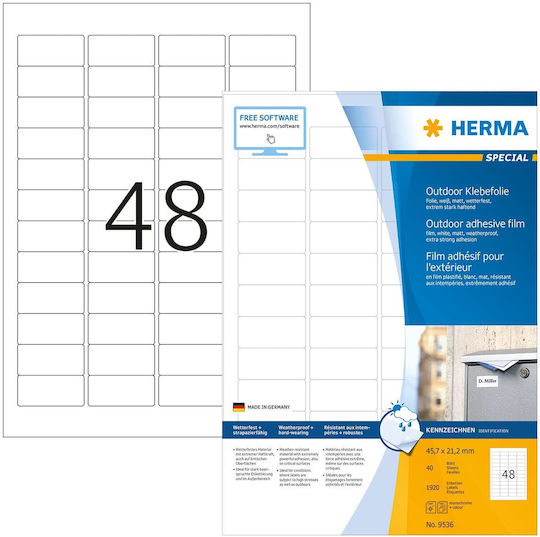 Herma 1920 Self-Adhesive Rectangular A4 Labels 45.7x21.2mm
