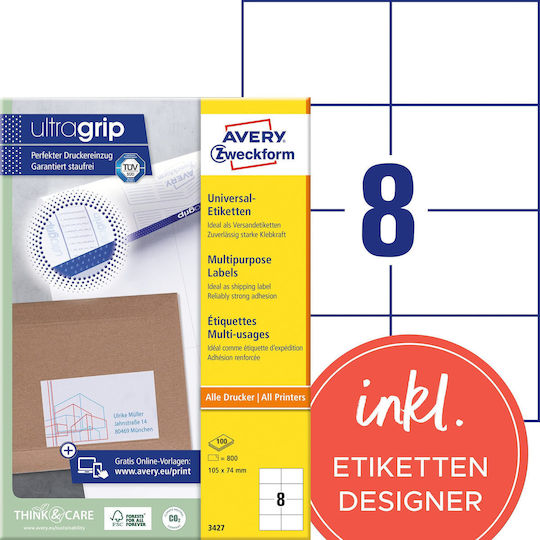 Avery Self-Adhesive Rectangular A4 Labels 105x74mm