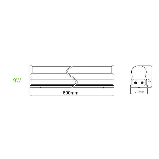 Aca Under-Cabinet LED Light 9W Natural White with Switch 60cm