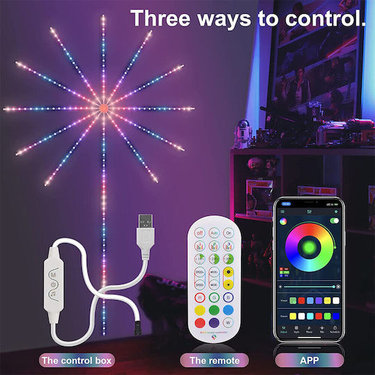 GloboStar Smart Ταινία LED Wi-Fi USB 5V RGB Φως 5m Τύπου SMD5050 με Τροφοδοτικό & Τηλεχειριστήριο