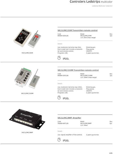 VK Lighting Безжичен Димер с дистанционно управление за RGB LED ленти 100м 90004-030126
