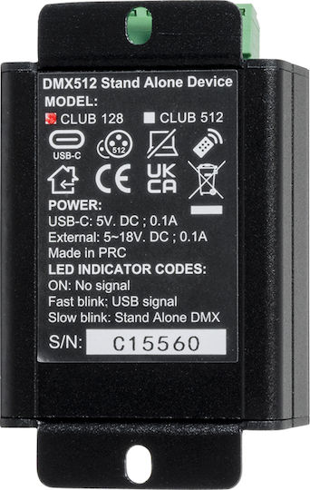 Globostar 71579 Chromateq Skydance DC USB to DMX Dimmer High Speed Controller Decoder 128 Channels DC 5-12V 0.1A 0.5W IP40 M7.8 x W5 x H3.8cm 5 Years Warranty
