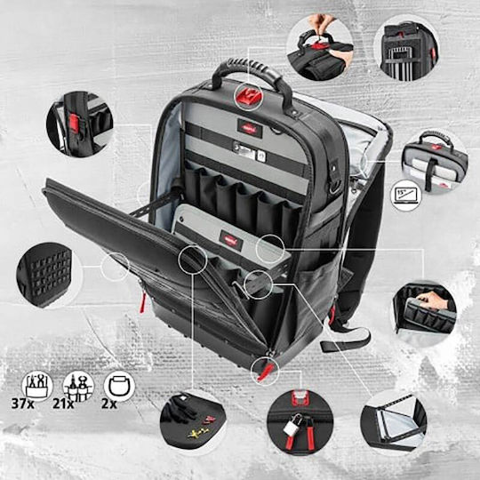 Knipex Modular X18 Waterproof Black Backpack Tool Bag 18lt