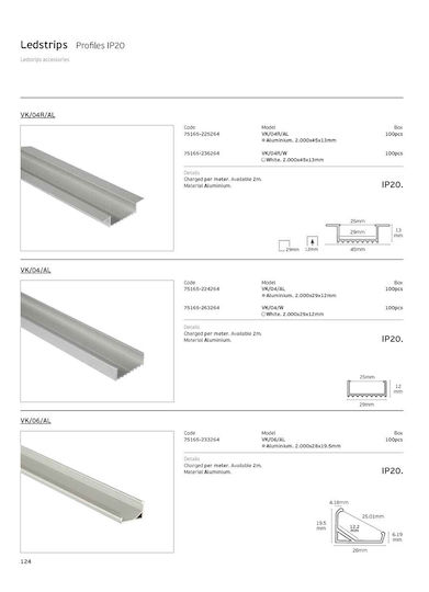 VK Lighting Extern Aluminiumprofil für LED-Streifen 200x2.9x1.2cm