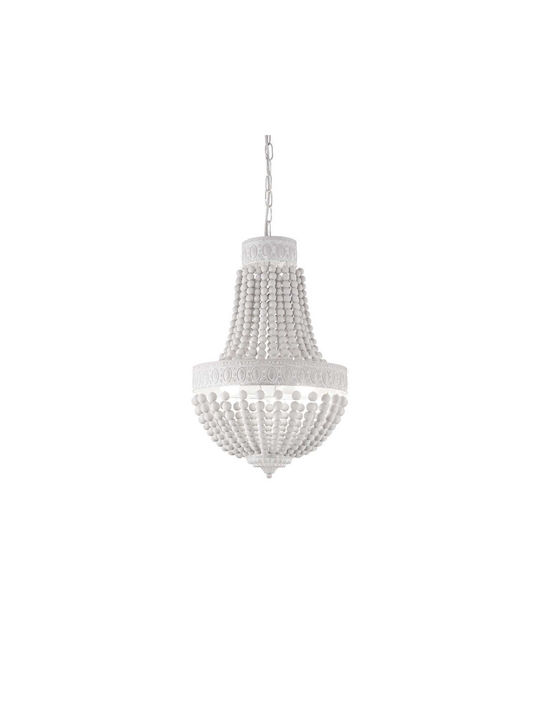 Ideal Lux Monet SP5 Πολυέλαιος 5xE14 με Ξύλο Λευκός 162737