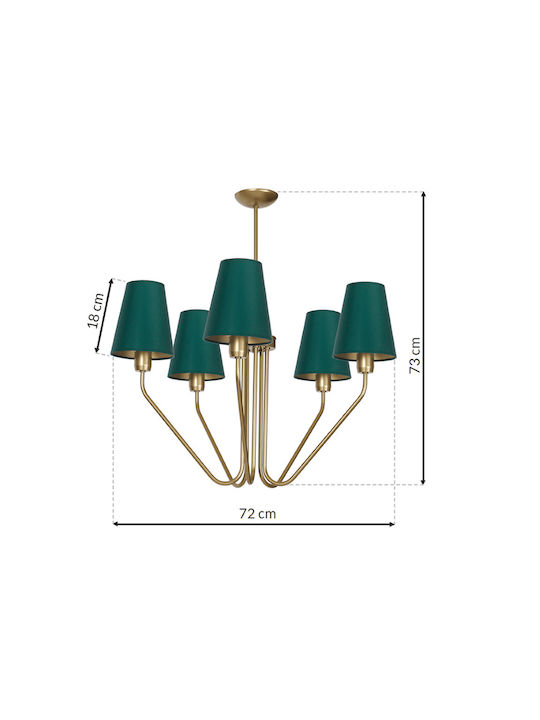 Eko Light Πολυέλαιος 5xE27 με Καπέλα Πράσινος MLP4908