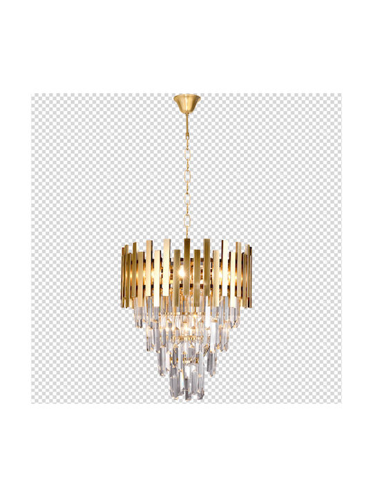 Eko Light Πολυέλαιος 9xE14 Ø45cm με Κρύσταλλα Χρυσός ML6000