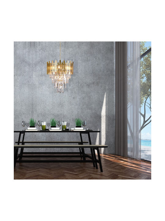 Eko Light Πολυέλαιος 9xE14 Ø45cm με Κρύσταλλα Χρυσός ML6000