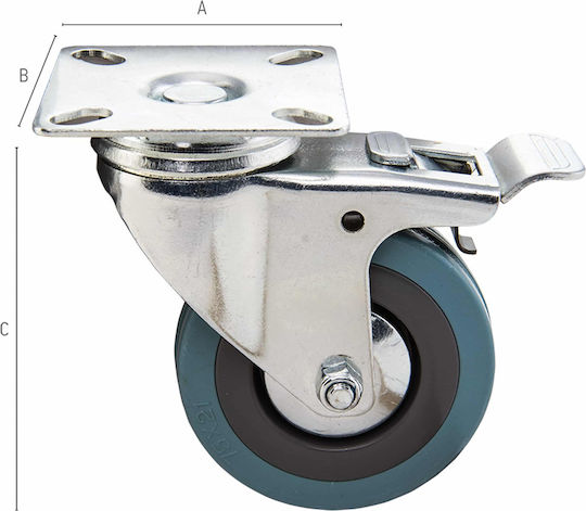 FFG Rotating Plastic Wheel with Brake Blue 75mm