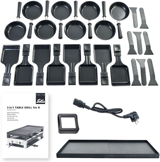 Solis Tabletop Grătar Electric Raclette Placă cu Grătar și Netedă 1400W cu Termostat Reglabil 56.5bucx27.5buccm