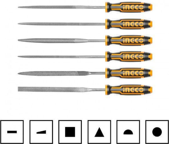 Ingco HKTF63 Set of Files with Handle 6pcs