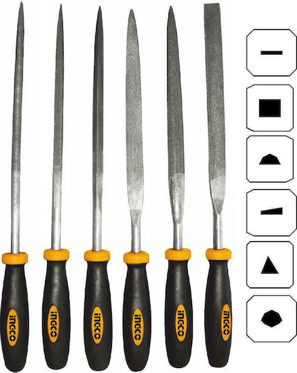 Ingco HKTF63 Set of Files with Handle 6pcs